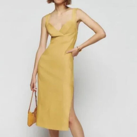 Reformation  Linen Alira Dress, Yellow - Picture 1 of 2